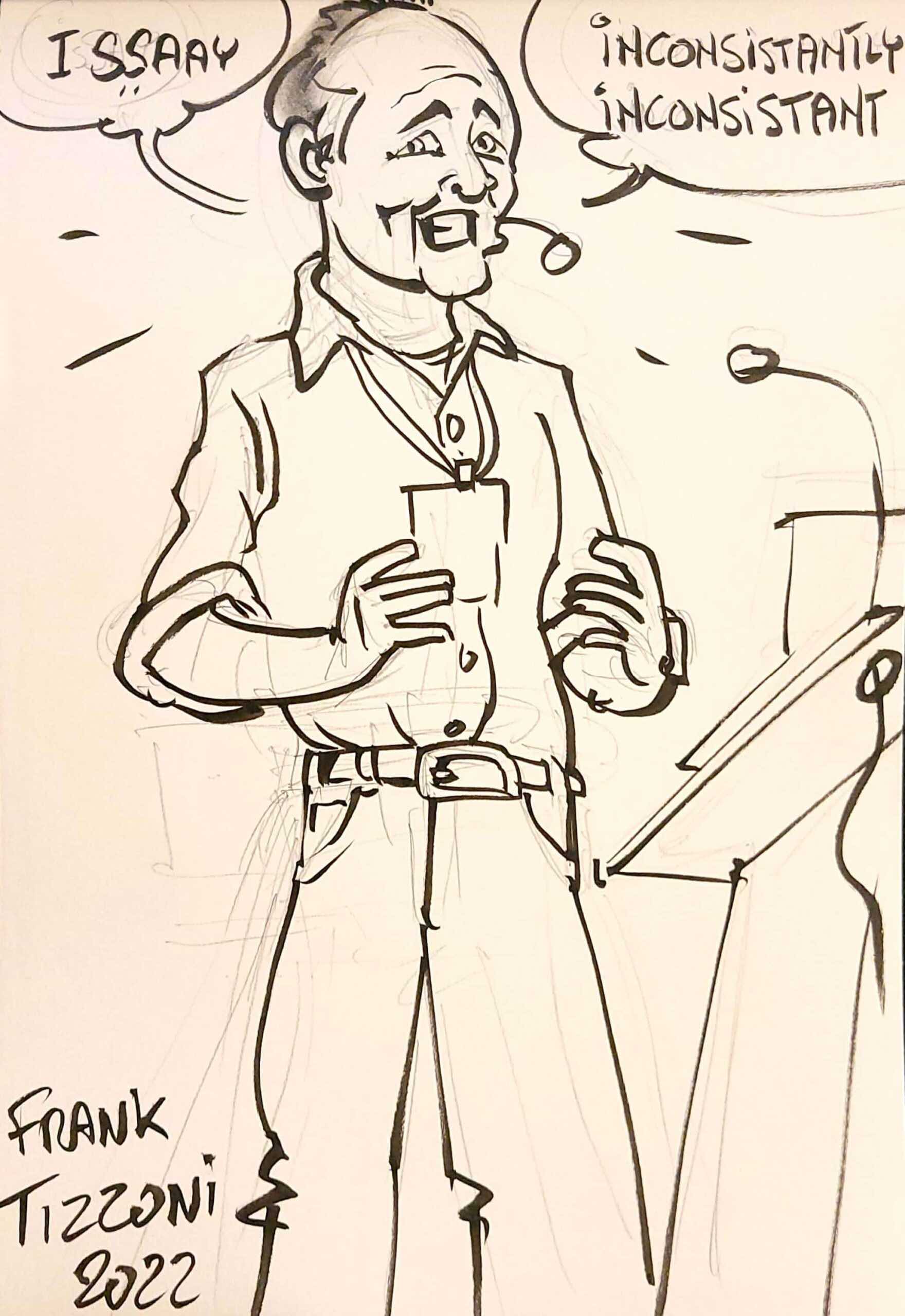 drawing of Michael Kerrisk presenting